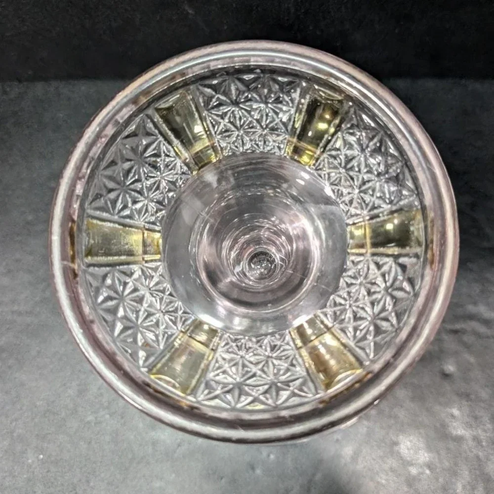EAPG Yellow Paneled Compote, Antique Footed Serving Dish Replacement Centerpiece